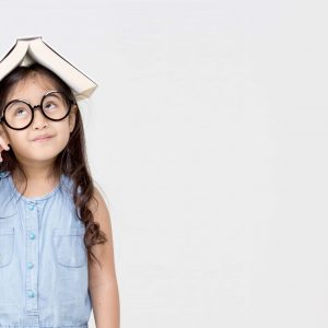 Girl learning to read