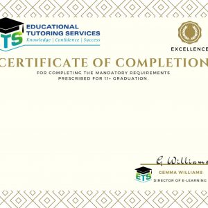 11 Plus Certificate of Completion